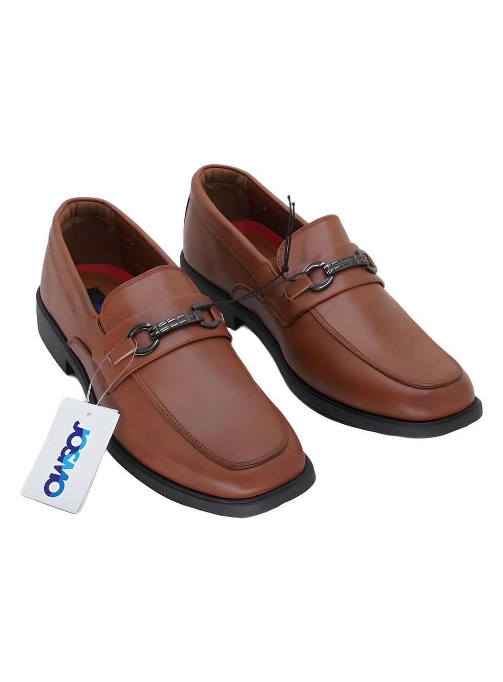 Josmo Boys Tan Slip On Loafer Dress Shoes with Metal Bit Accent Size 5